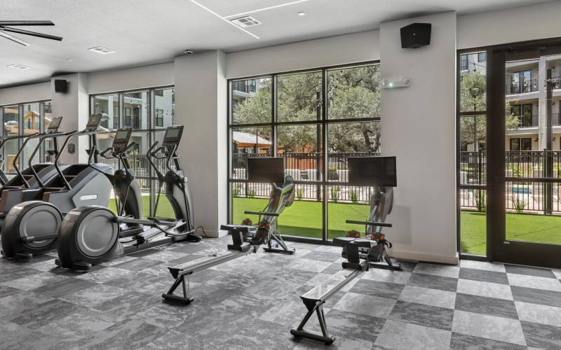 Fitness center with treadmills and fitness equipment