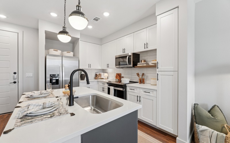 A kitchen with stainless steel appliances
